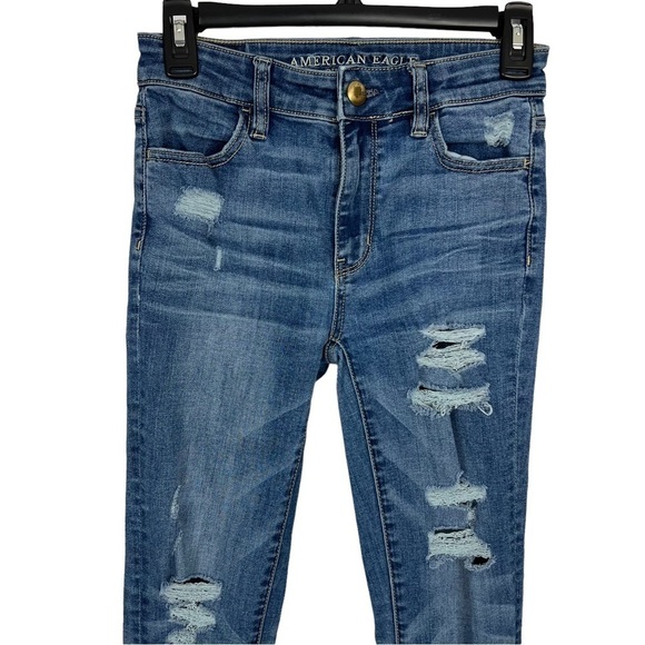 AMERICAN EAGLE OUTFITTERS Women’s Hi-Rise Jean Jeggings Sz 0 Long Super Stretch - Picture 2 of 9